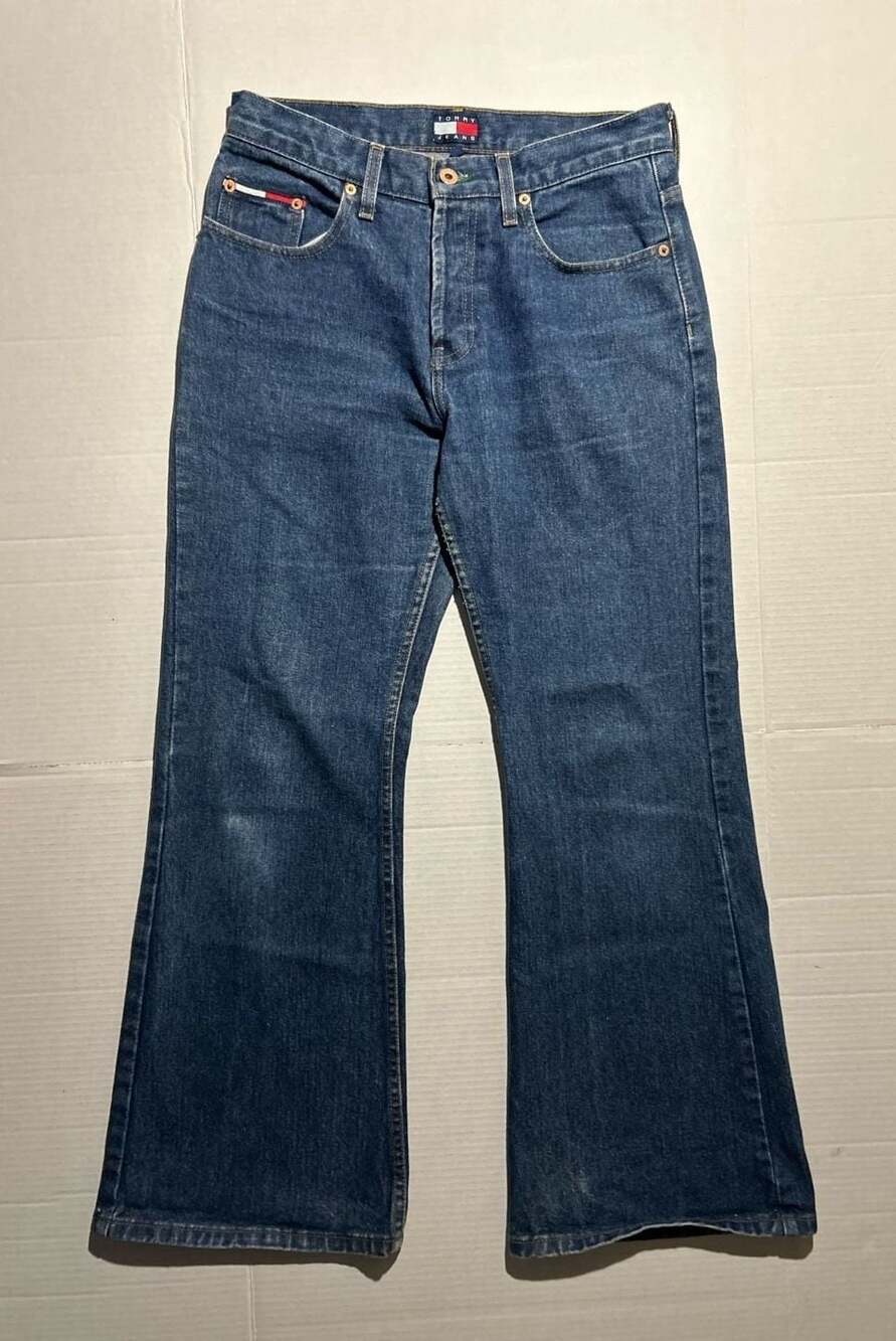 VTG 90s Tommy Hilfiger Jeans Bell Bottom Flare Blue Denim Women’s 30x29